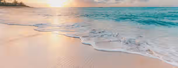 Dawn of Transformation: A Leader's Journey Begins Soft waves kiss the shore under a rising sun, symbolizing an emerging leader's gentle yet determined path to self-improvement.