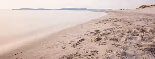 Footprints on the Path to Wisdom Footprints on a tranquil beach symbolizing the emerging leader’s steps on a serene path to personal growth and self-discovery.